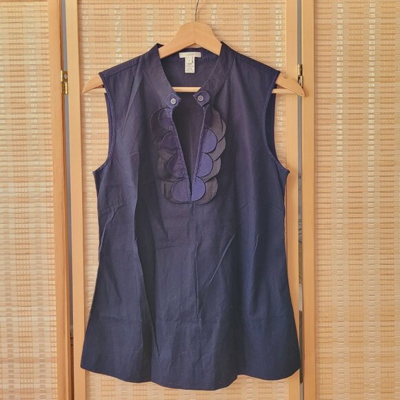 J.CREW Blue Sleeveless Ruffled Blouse - Picture 1 of 5